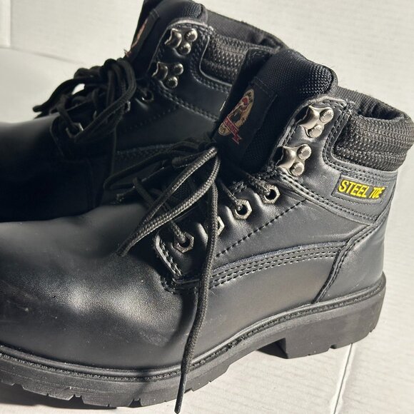 MENS 7W Black Leather Work Boots With steel safety toes main image 8